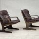 Fauteuil scandinave en cuir marron, années 1970