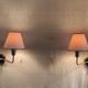 Double light wall sconces in gilded brass and gun barrel - 1950s/60s