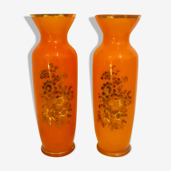 Pair of orange vases