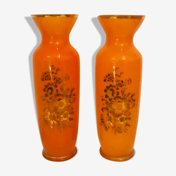 Paire de vases oranges