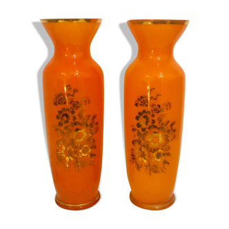 Pair of orange vases