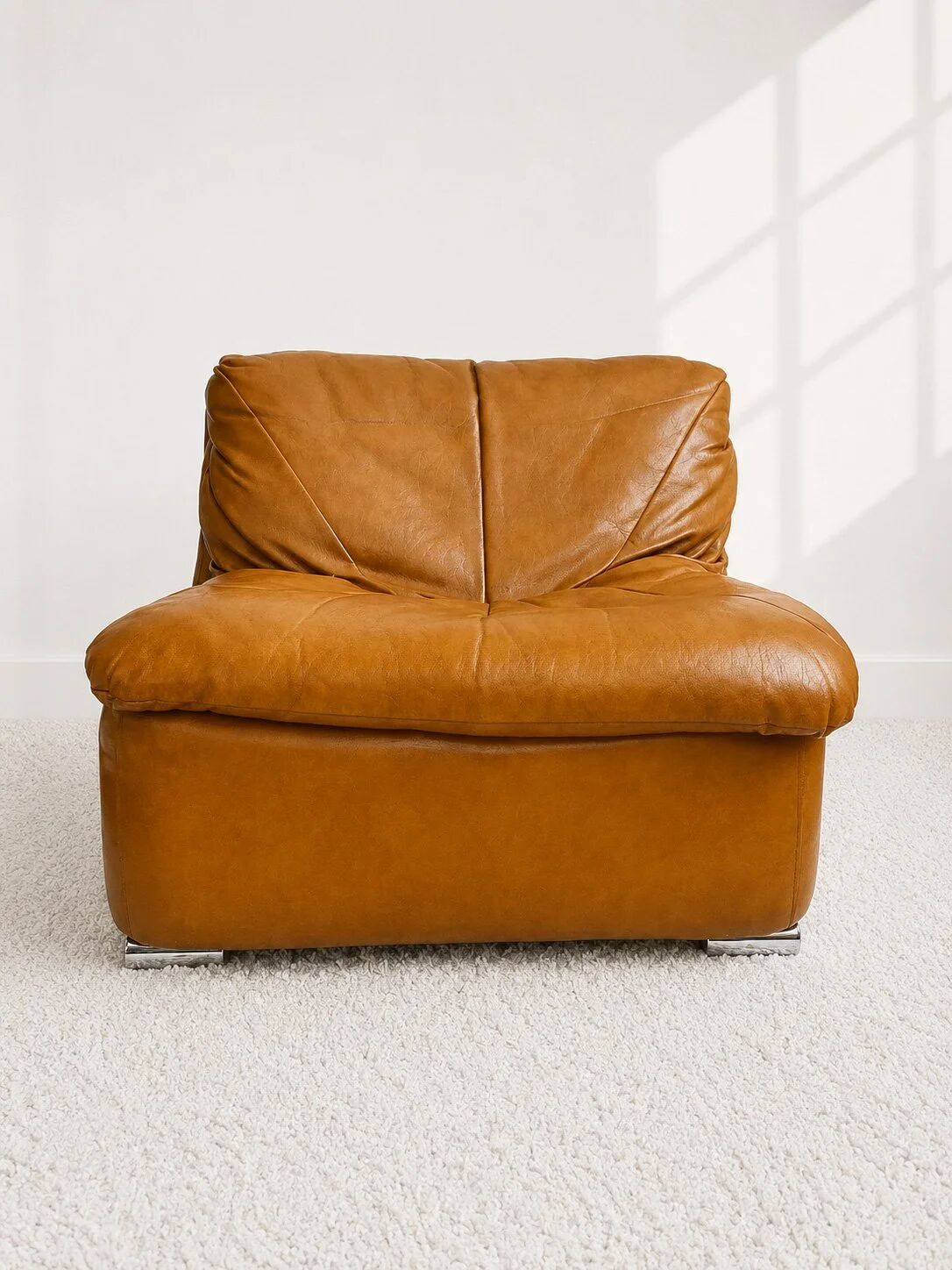 Modular armchair in cognac colour, France, 1970s.