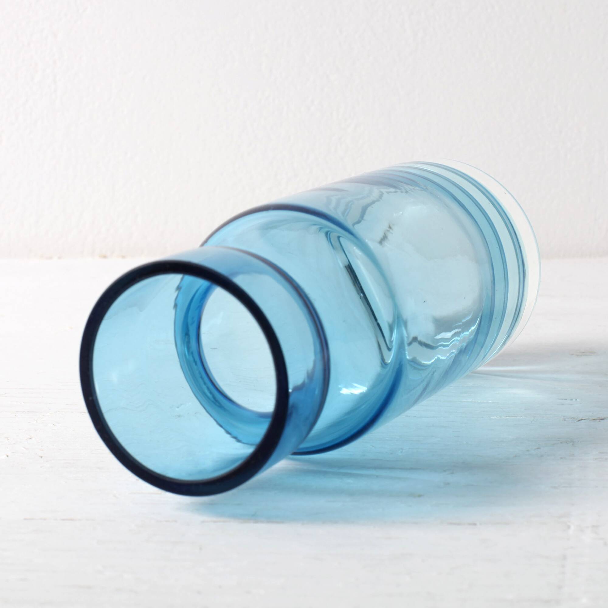Small Vintage Blue Glass Vase / Mid-century Stylish Vase / Sweden / 1980s