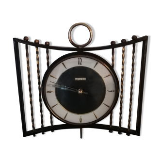 Vintage clock in wrought iron and Bayard brass