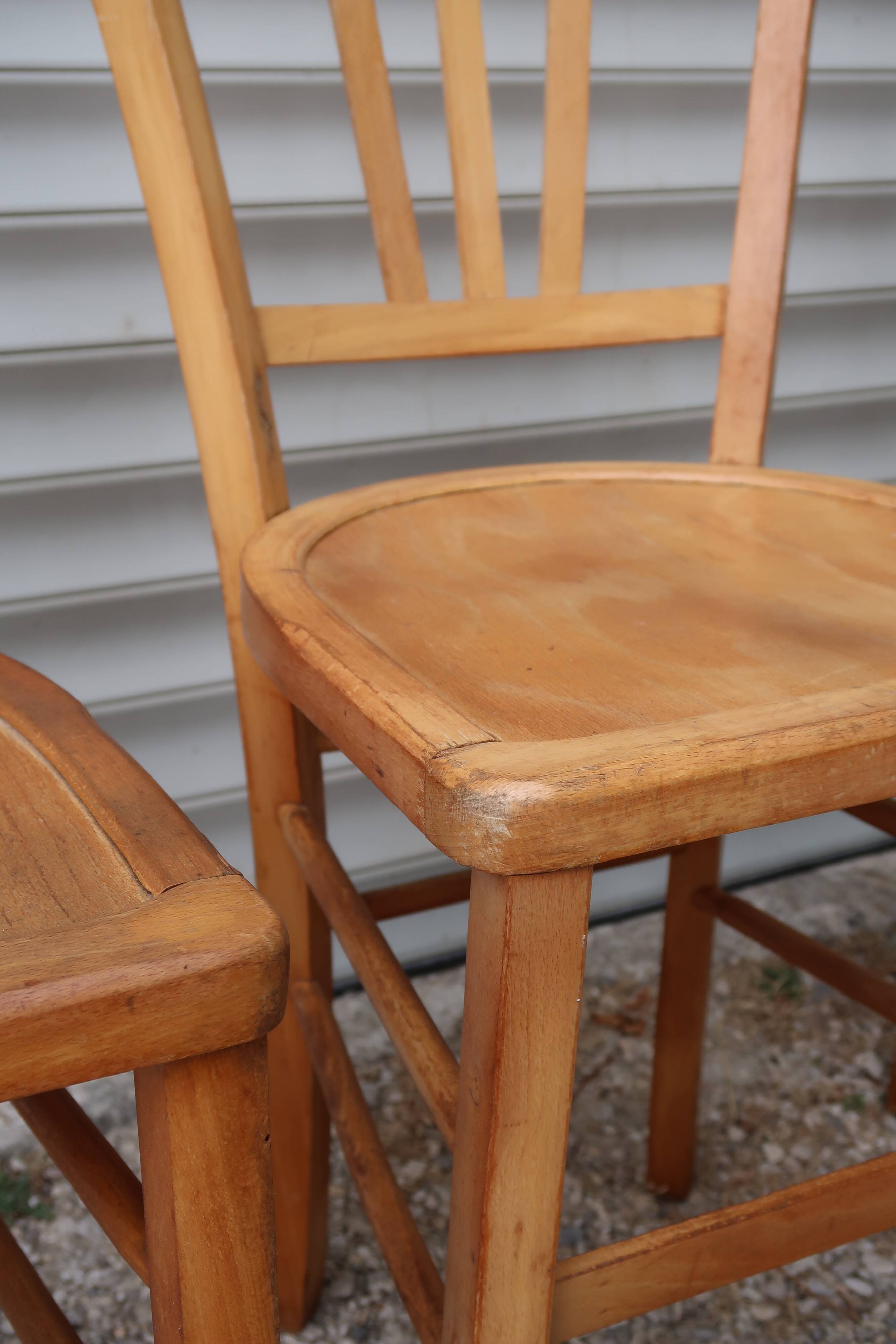Set of 7 mismatched bistro chairs