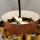 Danish hanging lamp from the 70s, in thin cut metal.