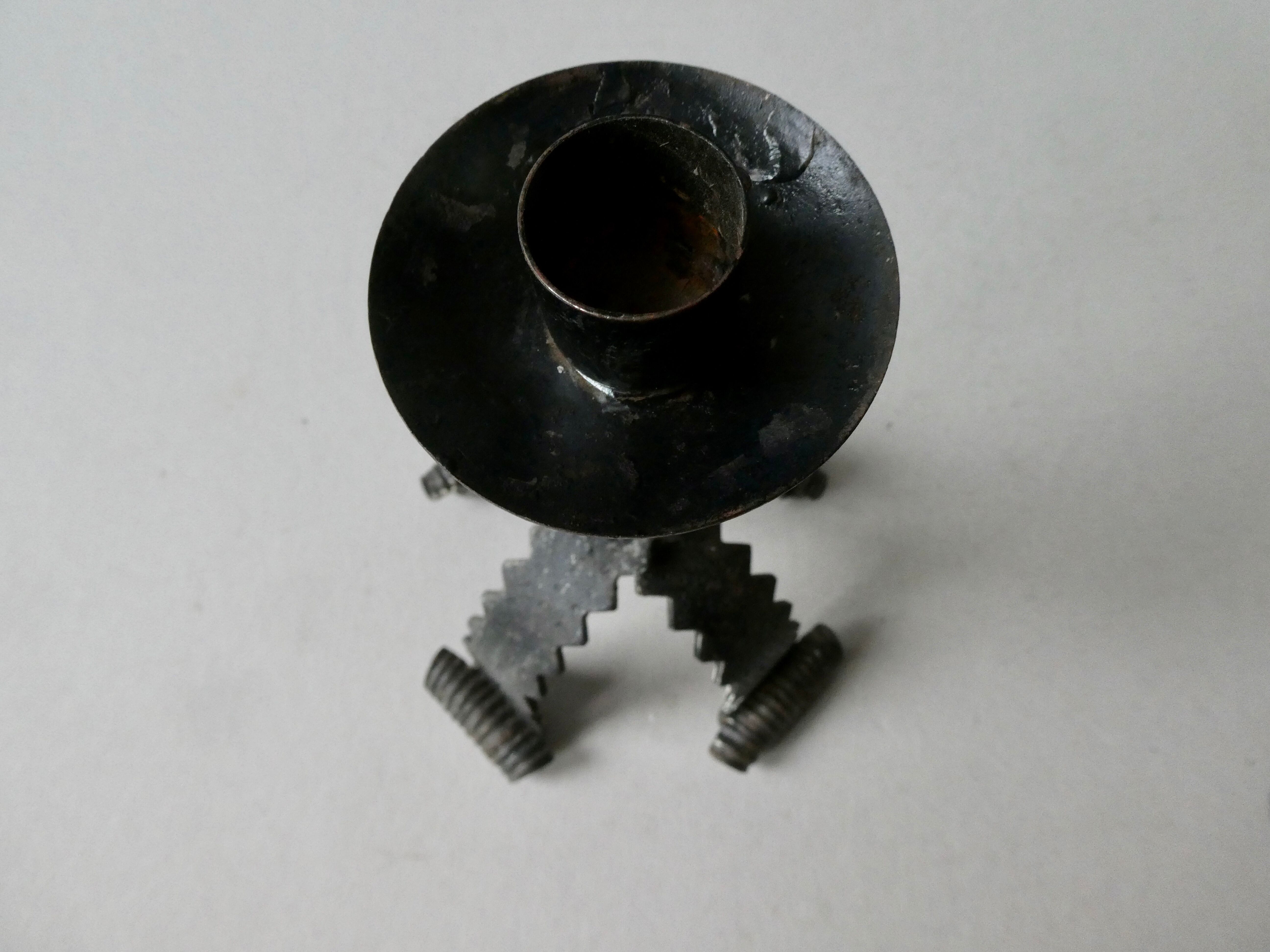 Wrought iron candle holder, brutalist, 60s-70s