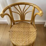 Vintage rattan and bamboo “head to head” table