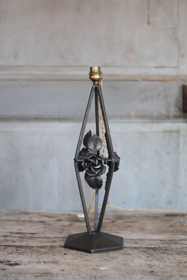 Lampe fer forgé vintage, lampe à poser, lampe de table, ferronnerie, lampe