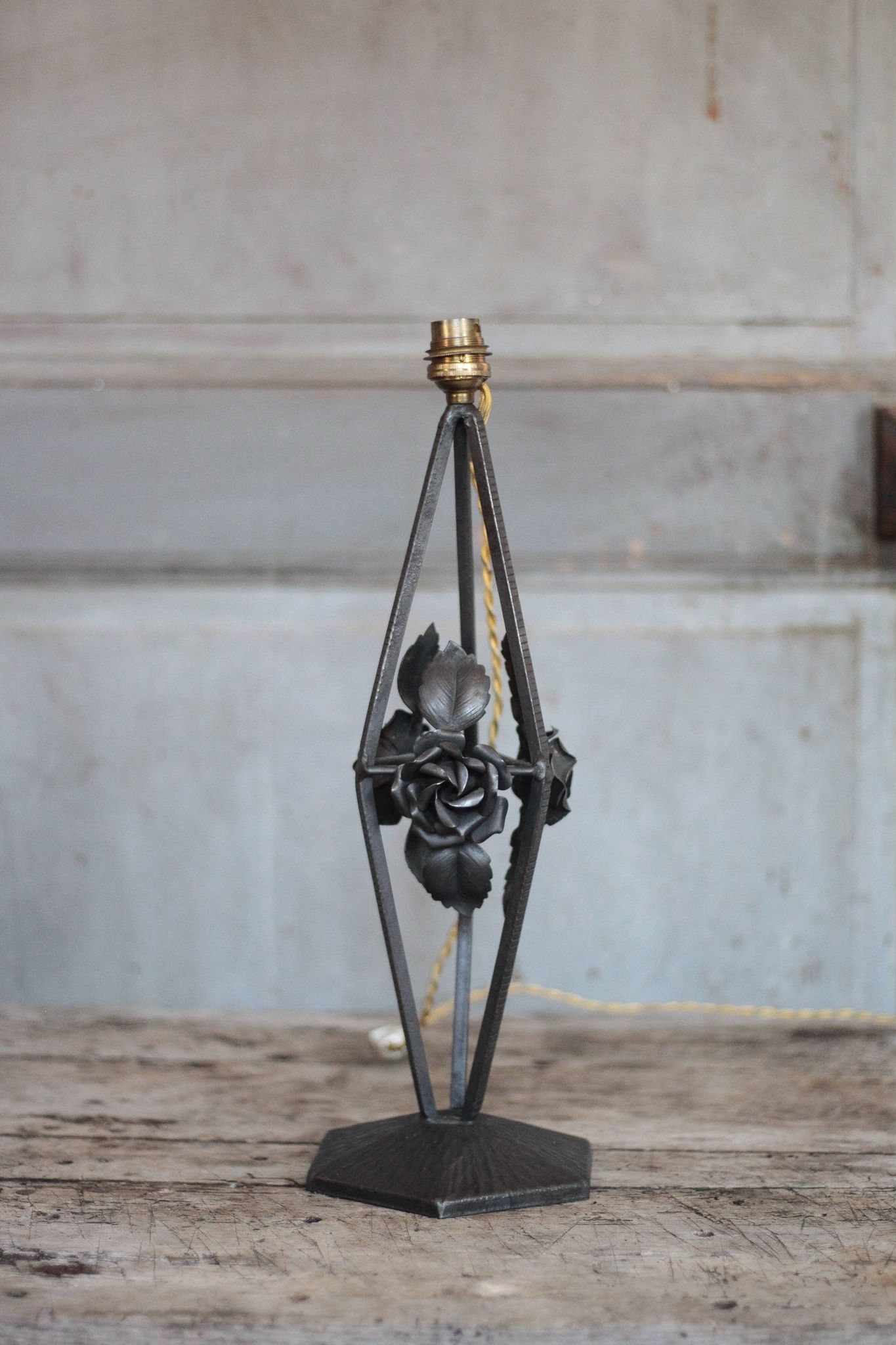 Vintage wrought iron lamp, table lamp, ironwork, lamp