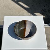 White and glossy brown two-tone ceramic bowl, matt earth
