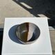 White and glossy brown two-tone ceramic bowl, matt earth