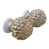 Paire d’appliques murales globes en verre doré