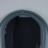 Sage green painted rattan mirror