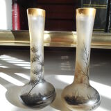 White opaline vases black drawings