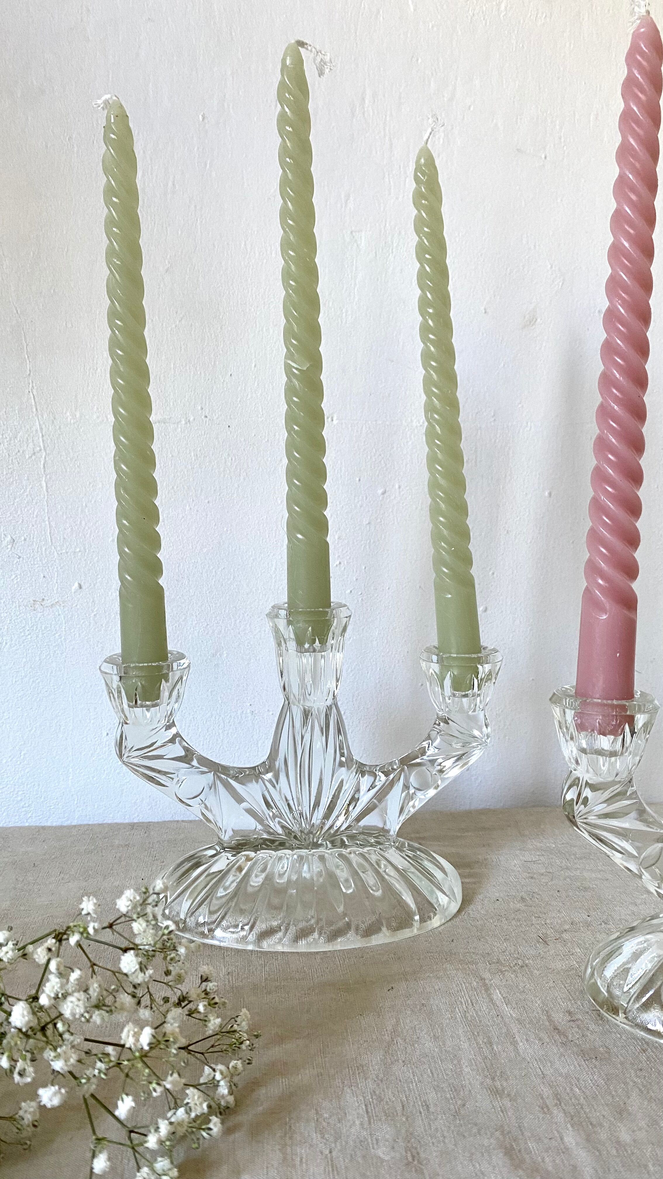 Pair of glass candlesticks