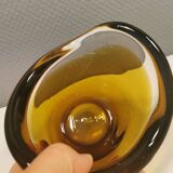 Glass vase in multiple layers of glass, in translucent, amber, yellow colours and shades.