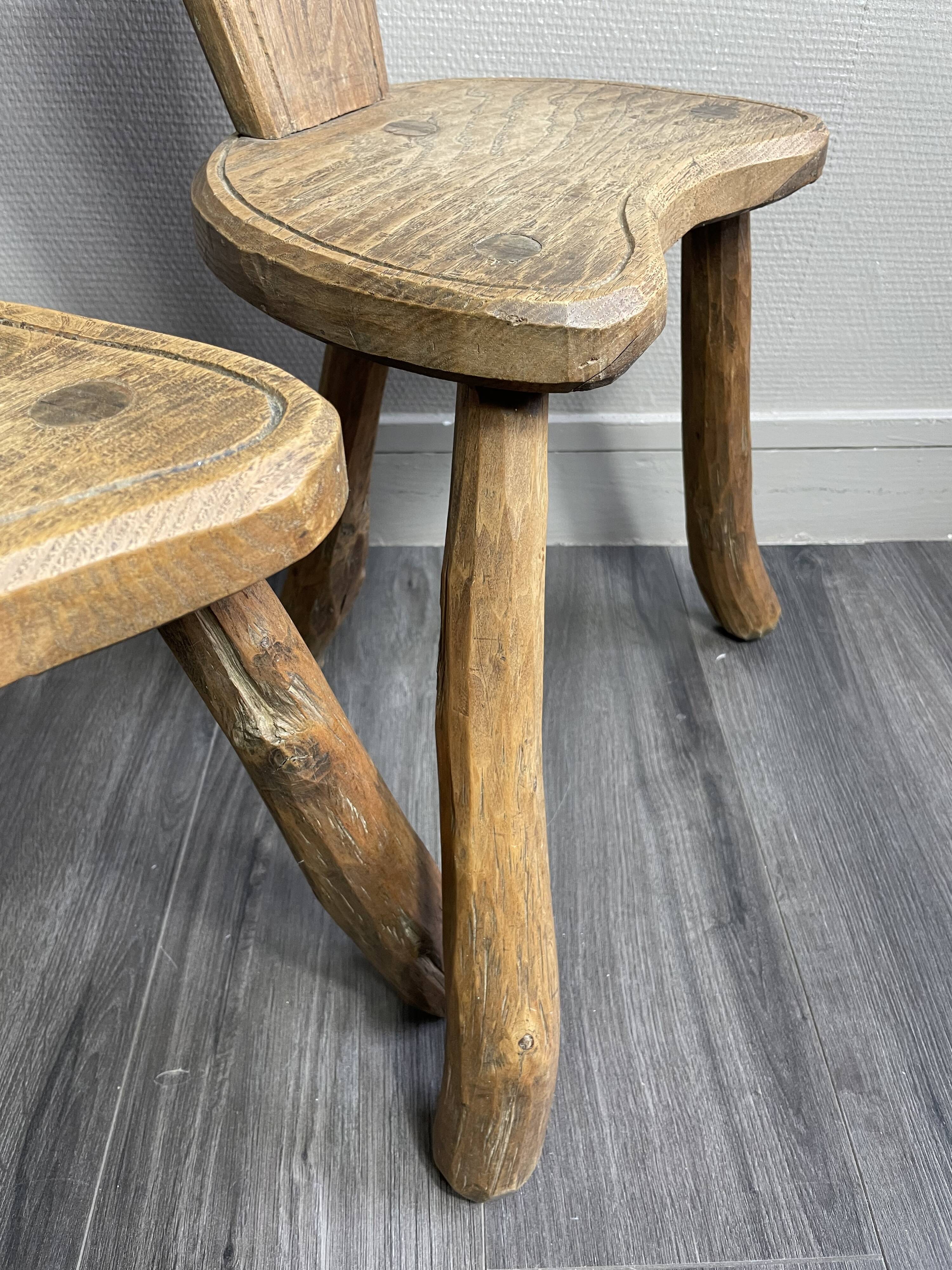 Pair of solid wood farmhouse stools