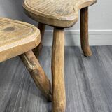Pair of solid wood farmhouse stools