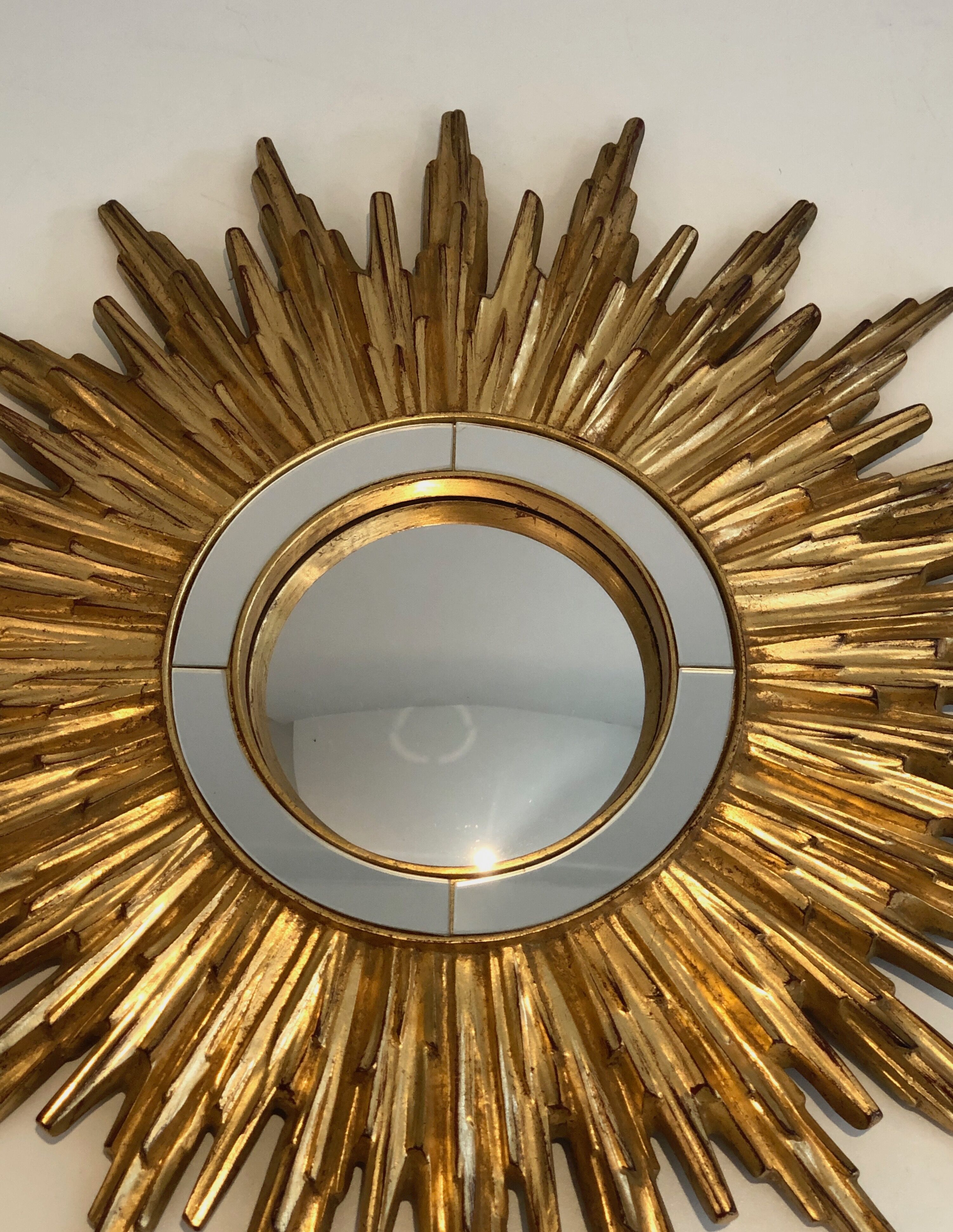 Sun mirror in golden resin 50cm