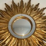 Sun mirror in golden resin 50cm