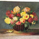 Basket of roses, oil on canvas signed
