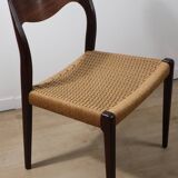 Scandinavian chair model 71 by Niels Otto Moller in teak and rope