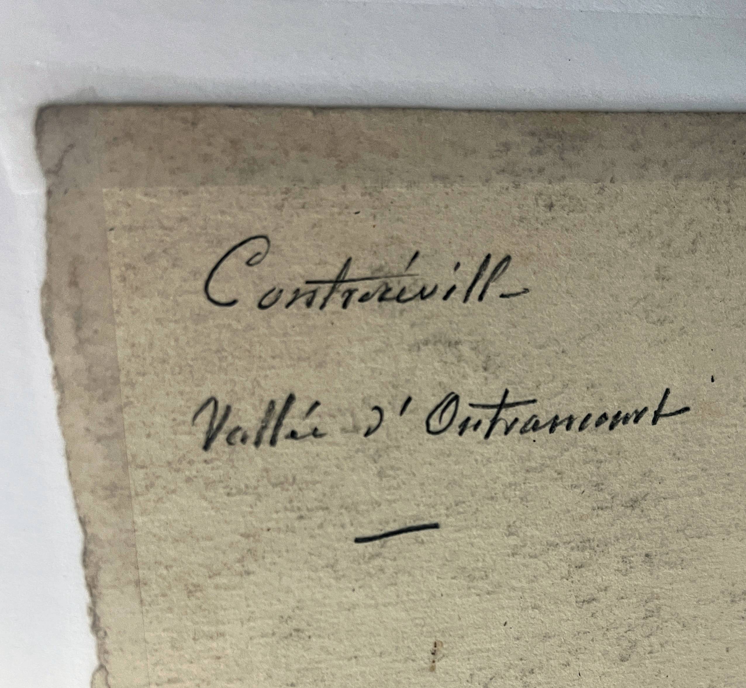 Watercolor painting "Entremont Valley - Contrexéville" early 20th century