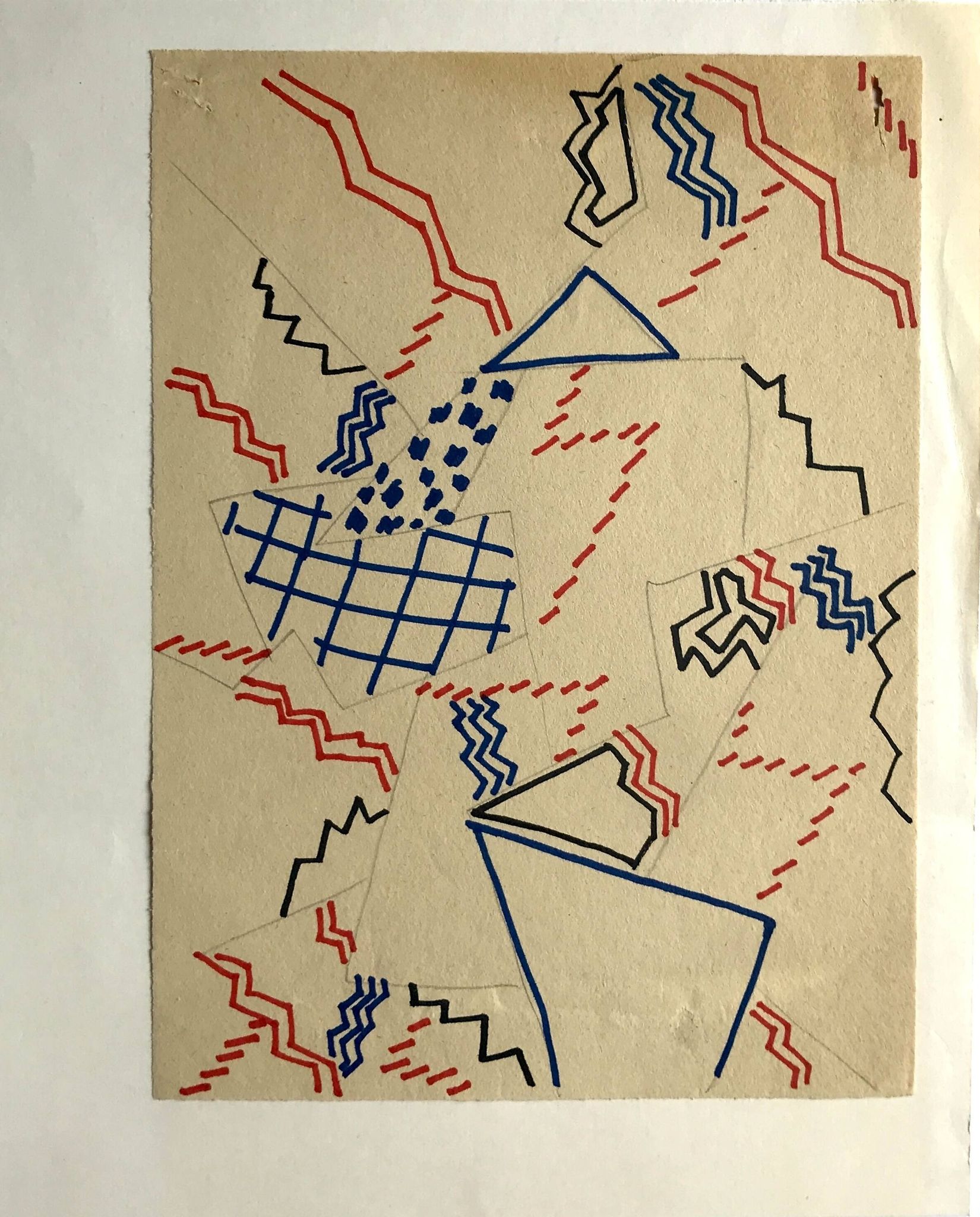Elie dayan, sans titre (composition abstraite 3). feutre sur papier
