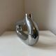 Vintage 1970s asymmetrical cast aluminum modernist soliflore vase