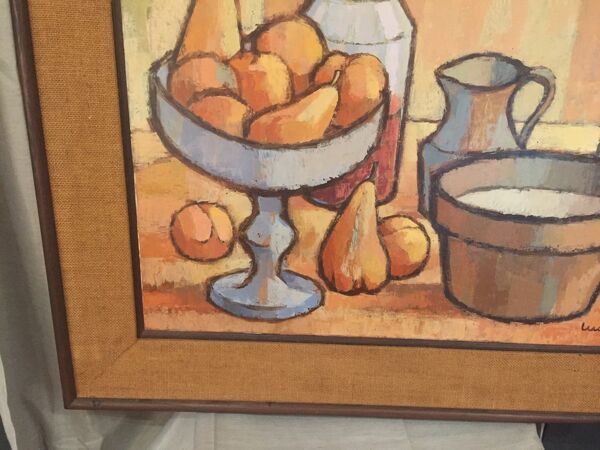 Nature morte aux fruits contemporain signe Ludovic