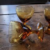 5 amber stemmed glasses – 1960s