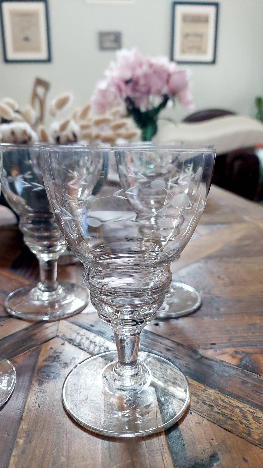 Set of 8 antique crystal glasses - 1940s-1950s