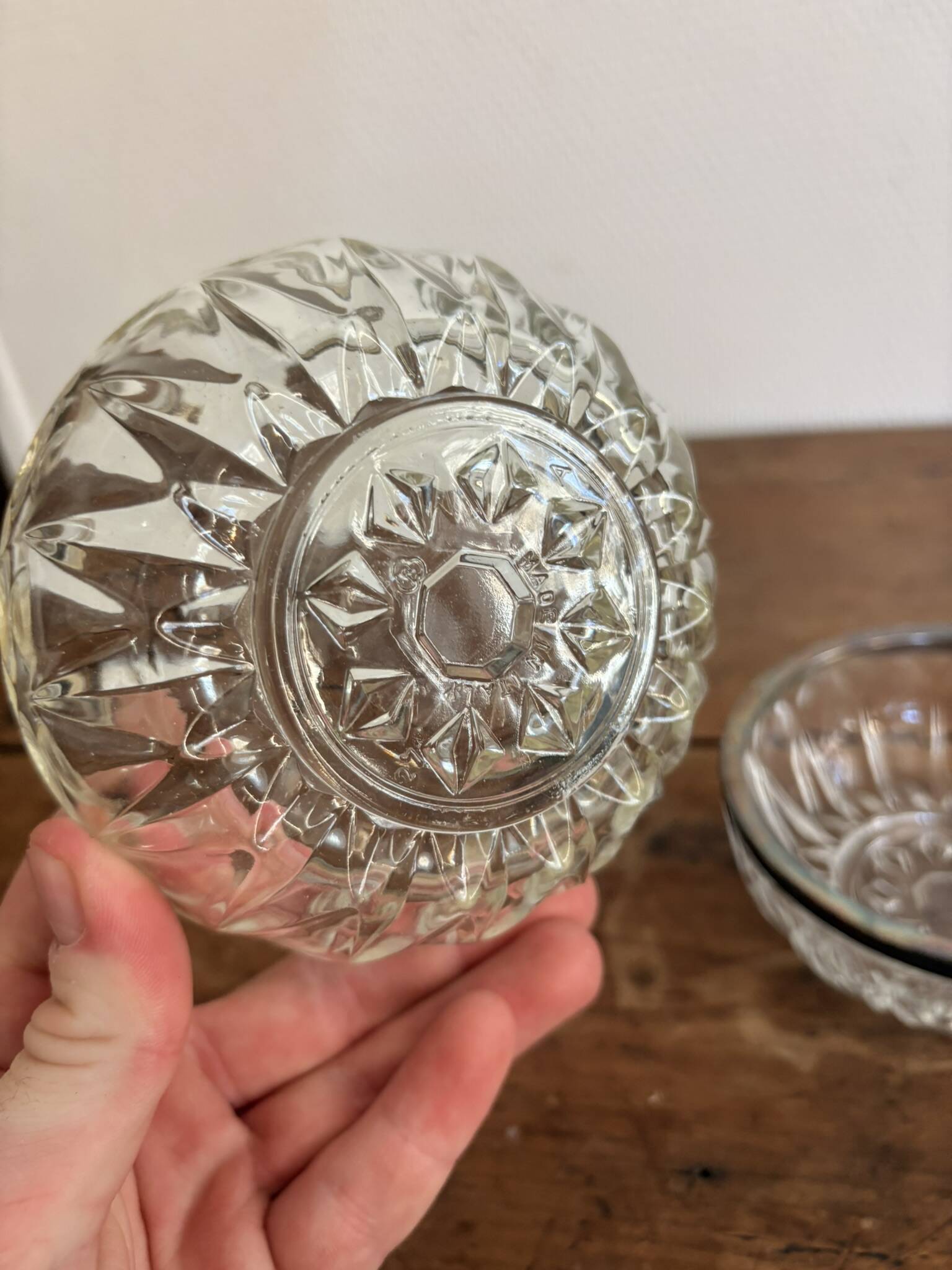 Pair of Cup Bowls Ramekin Silver-Plated Italy Cut Glass