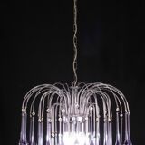 The Purple Crown, LArge Size Murano Chandelier Purple and Crystal Drops, 19