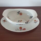 Saucier en porcelaine orange noir et jaune