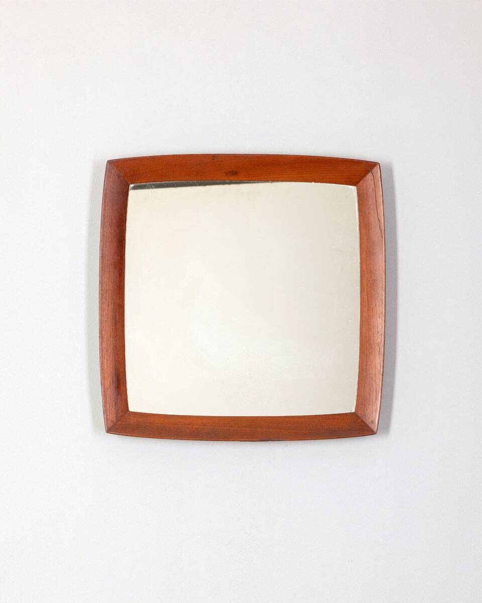 Vintage square mirror 60s in Teak Danish Design