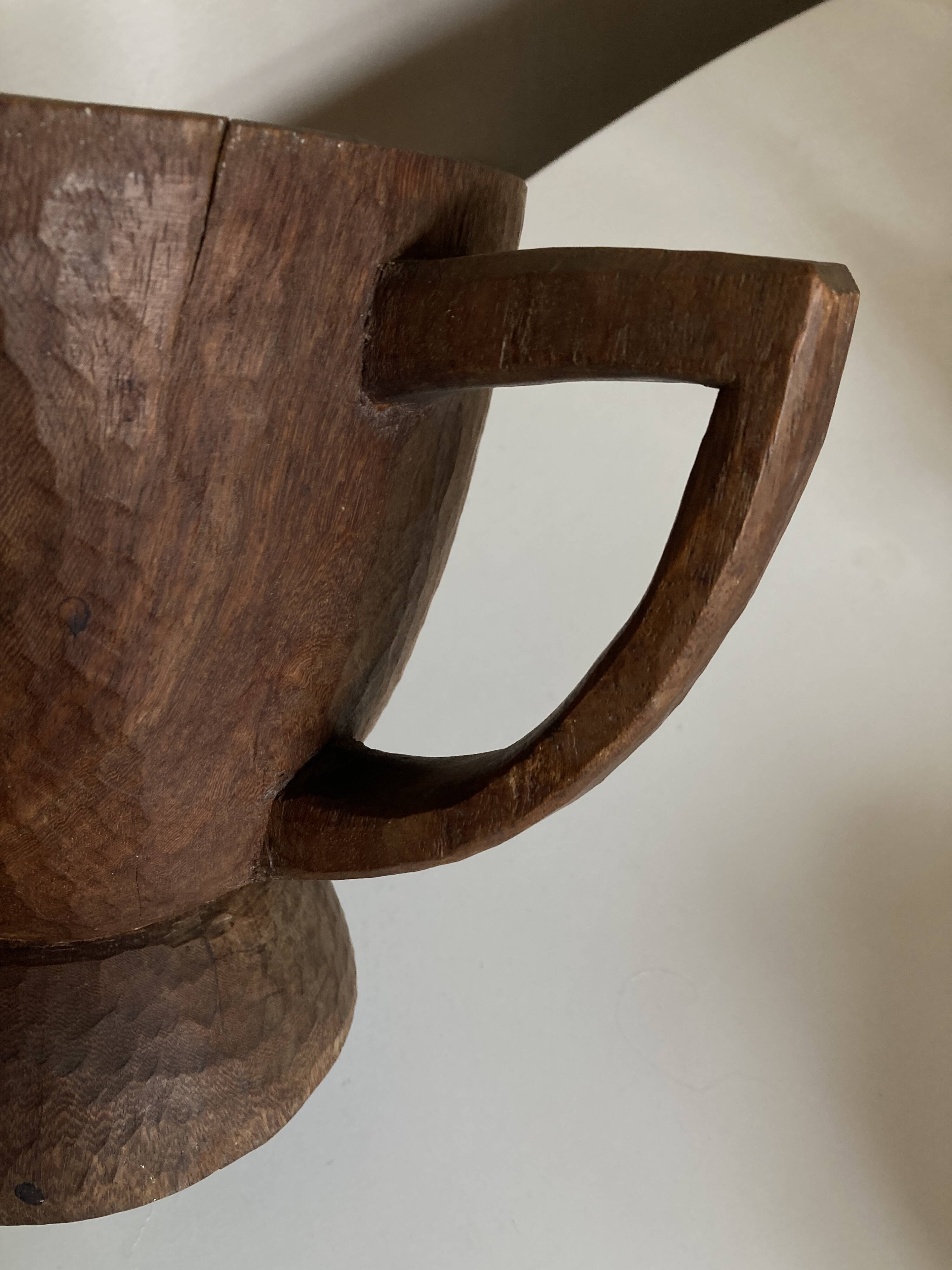 Midcentury Cubist XXXL Cup in West African Monoxyl Wood