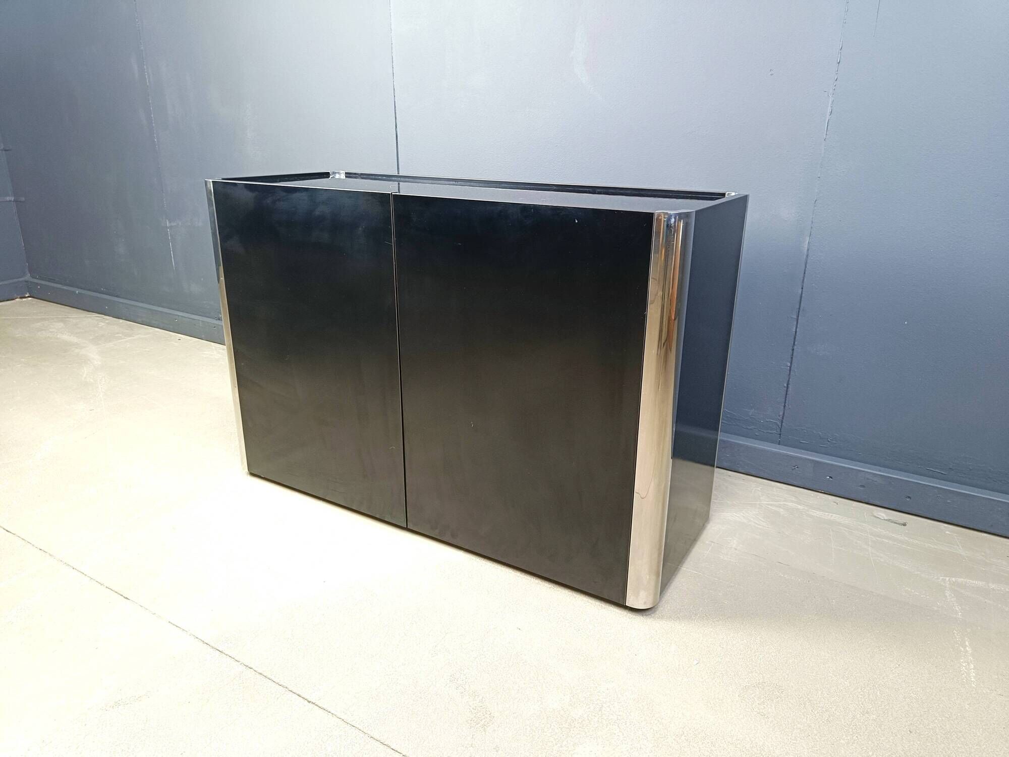 Cabinet in Black Laminate and chrome by Mario Sabot, 1980s