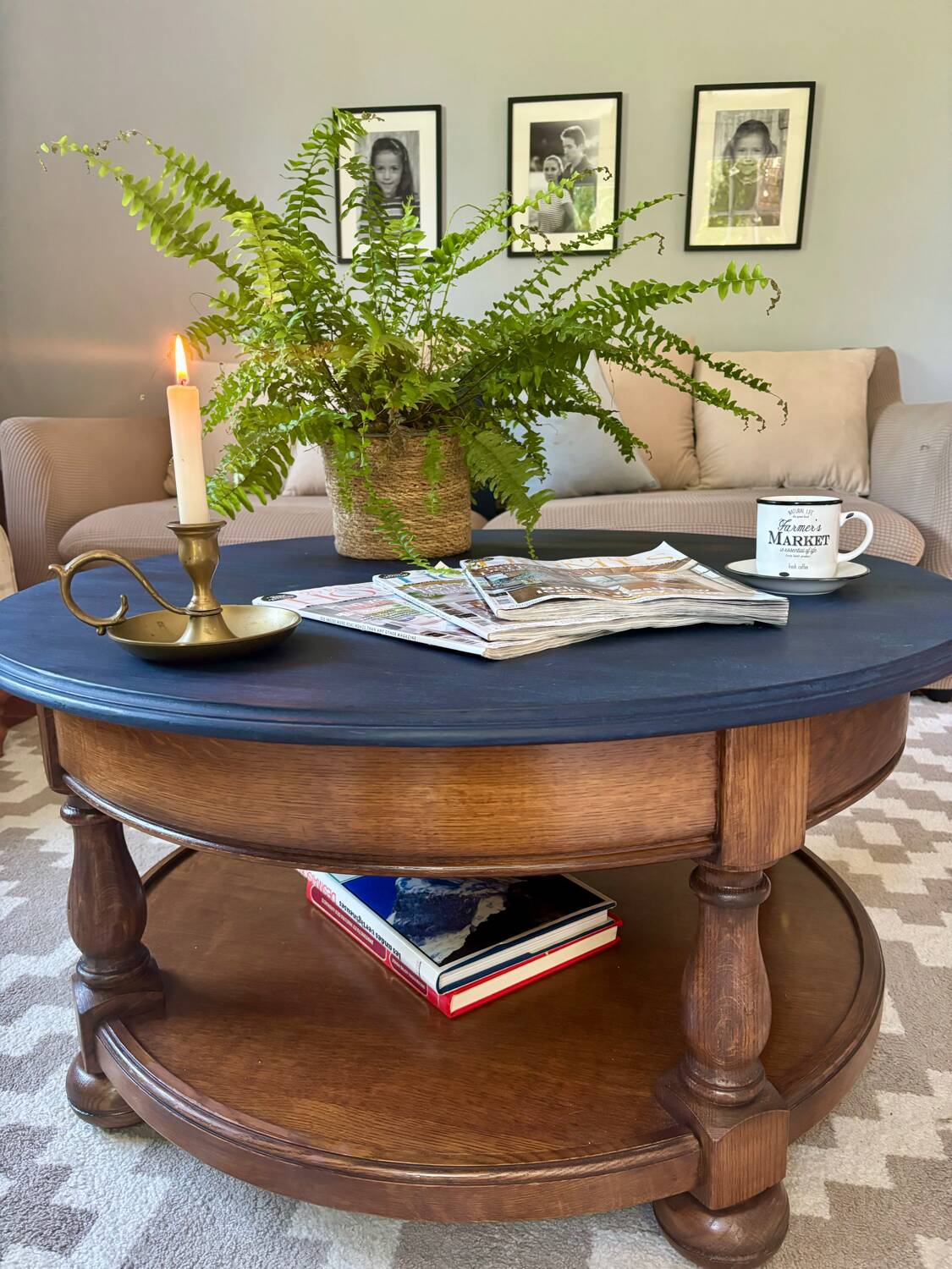 Table basse ronde en bois massif