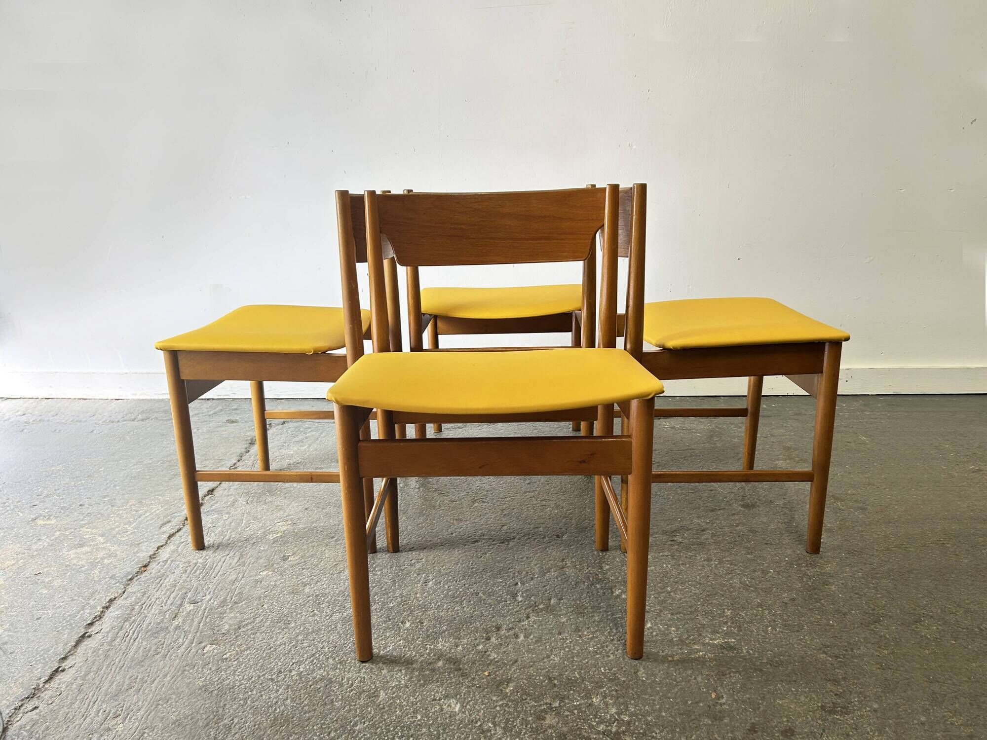 Set of 4 Edmund Homa GFM Polish Mid Century Teak Dining Chairs 1960s
