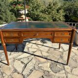 Louis XVI style solid mahogany and bronze flat desk, 19th century