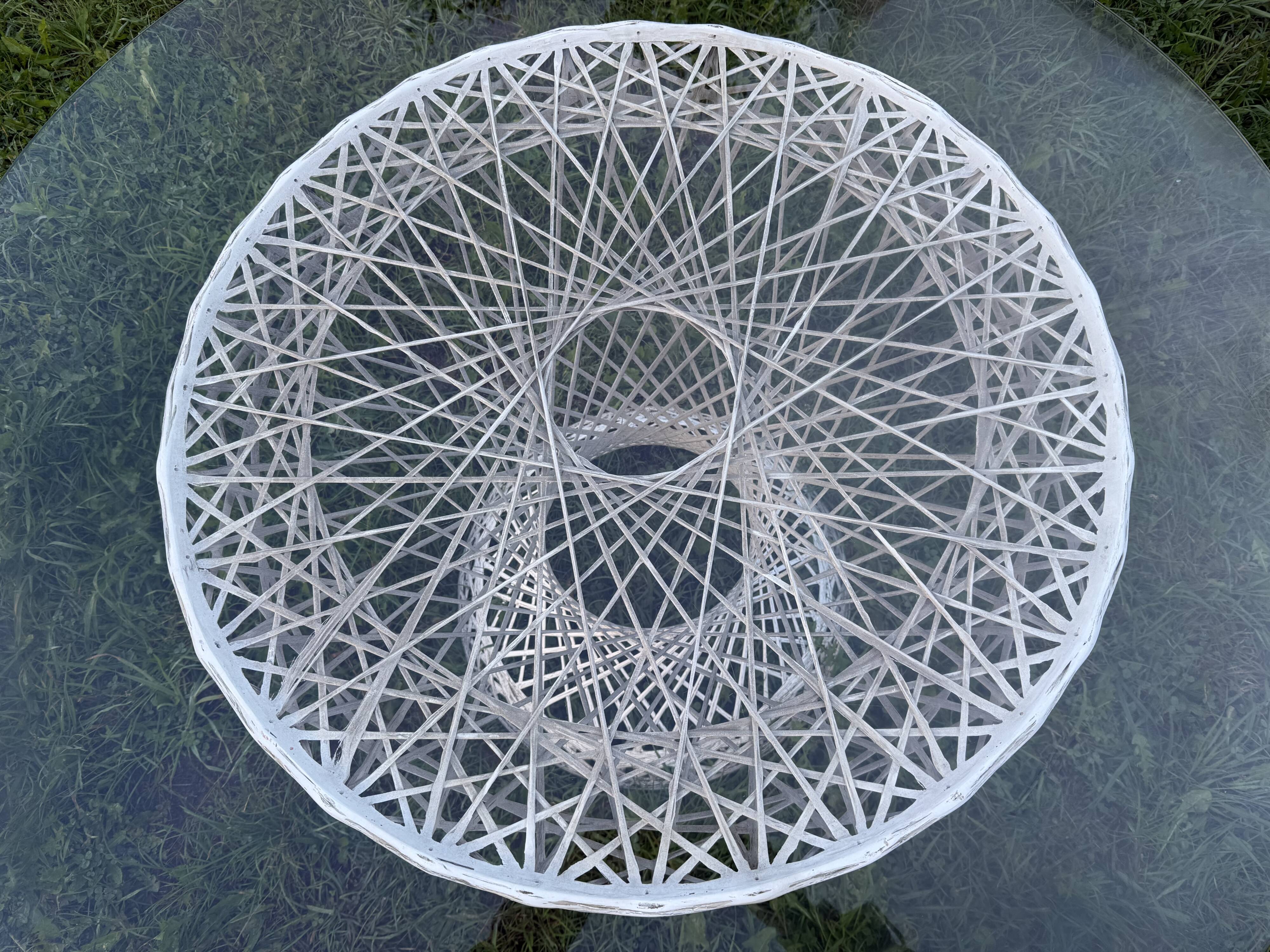 Russell Woodward garden table, fibreglass woven.