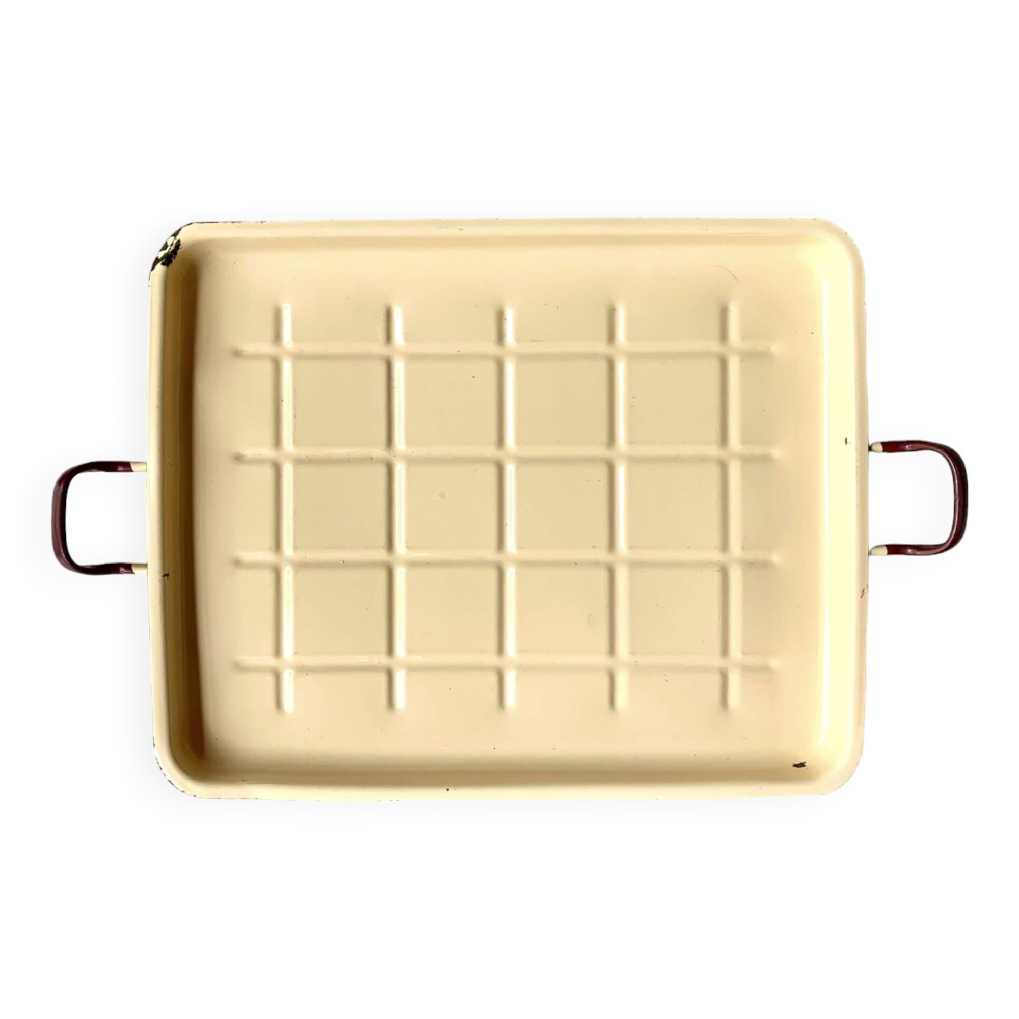 Large vintage enameled sheet metal tray