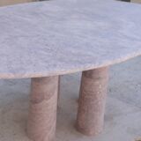 Oval Red Travertine Mario Dining Table with Column Legs by My Habitat Desig