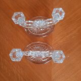 Pair of double glass candle holders