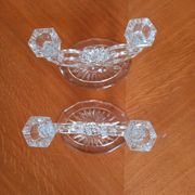 Pair of double glass candle holders