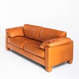 Three-seater sofa in cognac-colored leather produced by De Sede. Model DS-17/123, Switzerland, 2000s