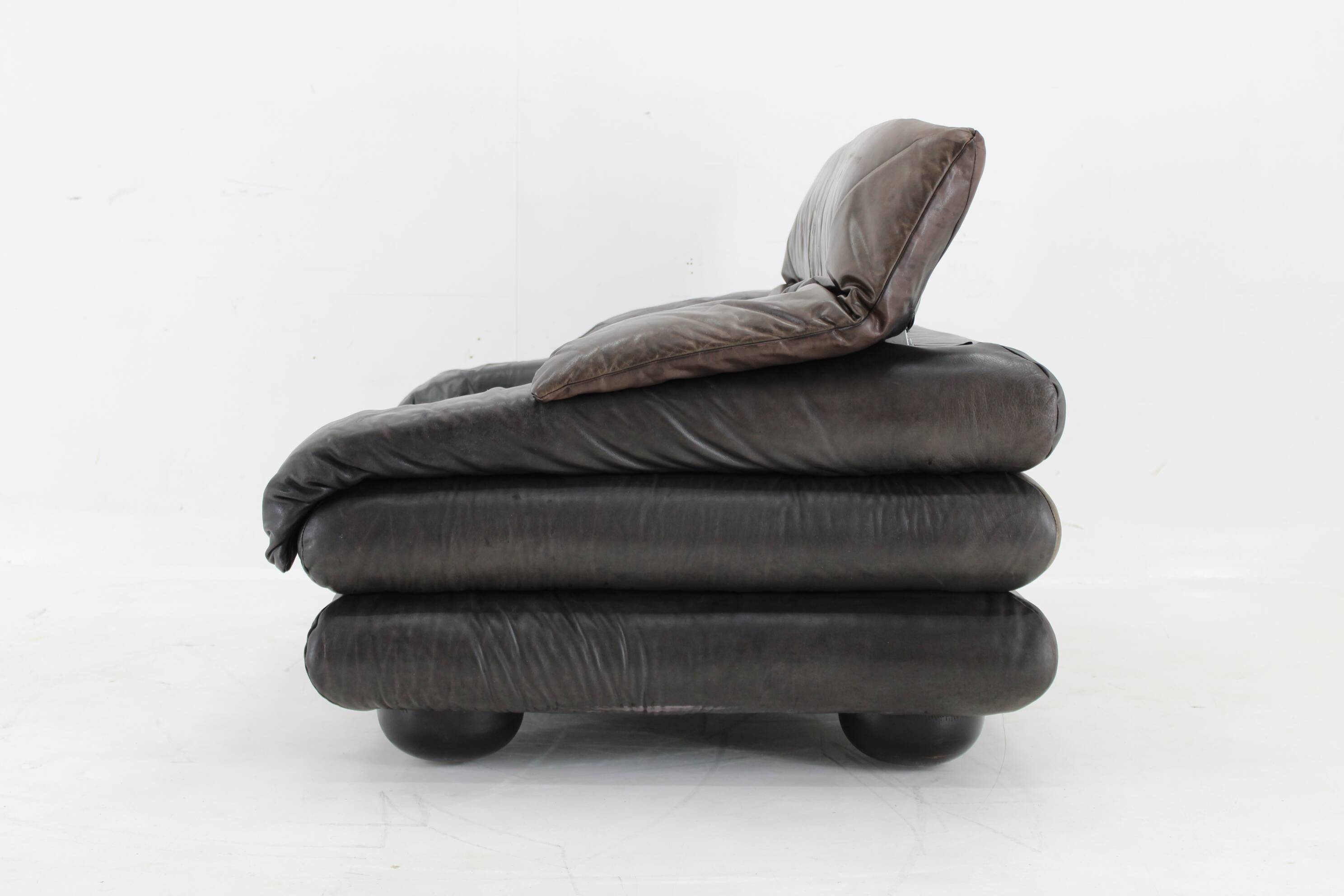 1970s Wiener Werkstätte Brutalist Letaher Adjustable Armchair