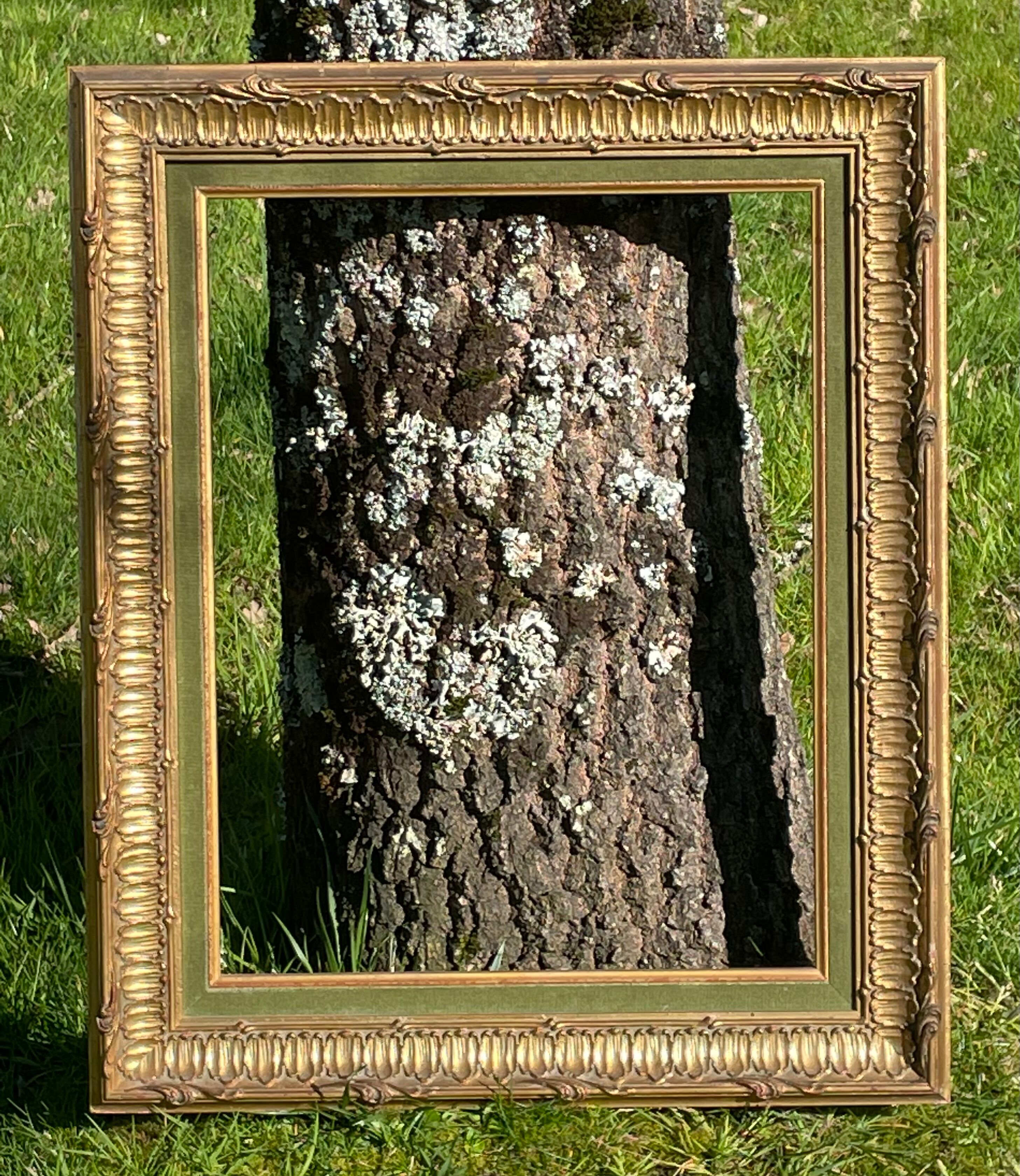 Frame carved wood and gilded stucco